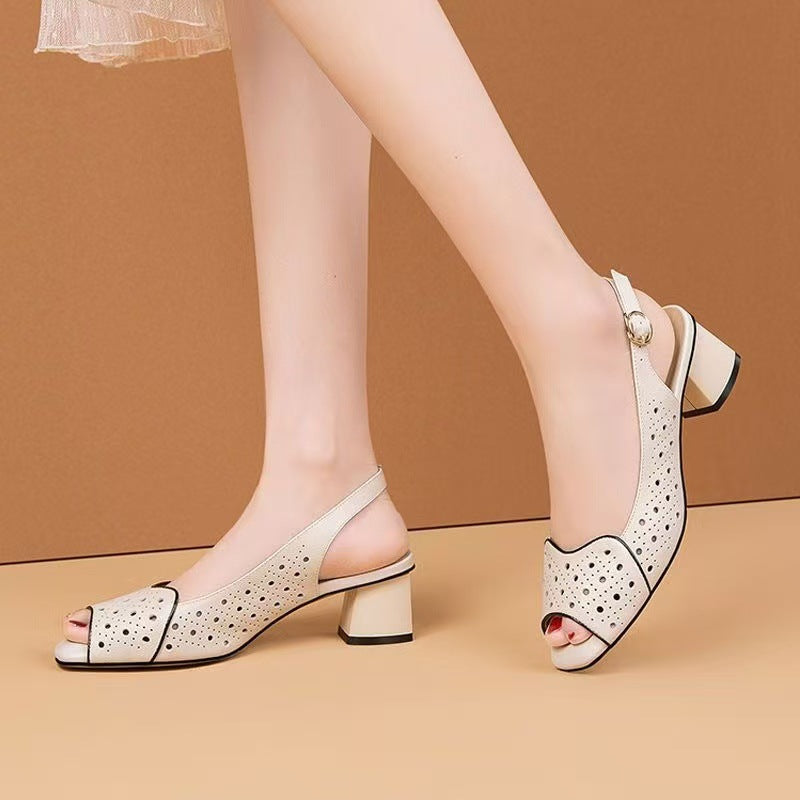 Dame Slingback Sandaler med elastisk rem, behagelig blokhæl og åndbart design Stilla