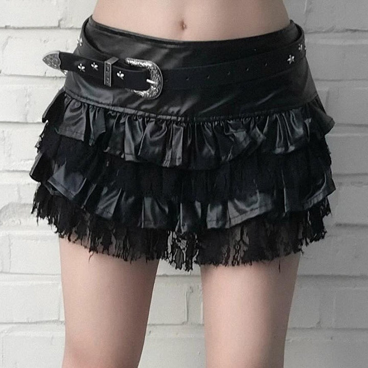 Dame Mini nederdel med ruffle detaljer og spidse accenter Skovae