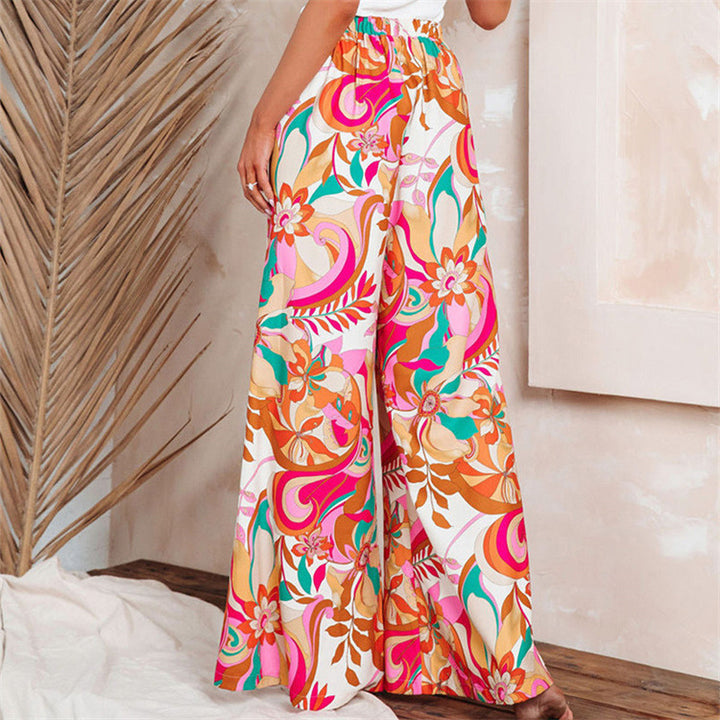 Dame bred, floral trykt sommerbukser Stilla