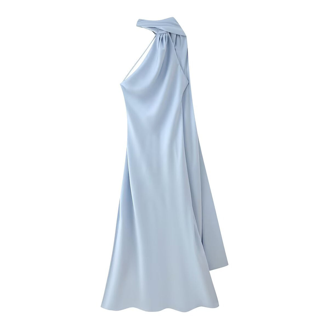 Femme Halter Neck Maxi Kjole med sidelids Stilla