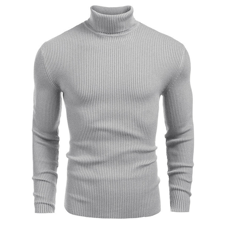 Herrer finstrikpullover med høj krave og ribstruktur Stilla