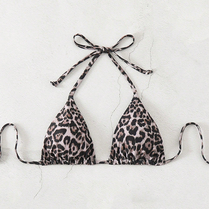 Dame Triangel-Bikinioberdel med modebånd og legesyg leopardmønster Stilla