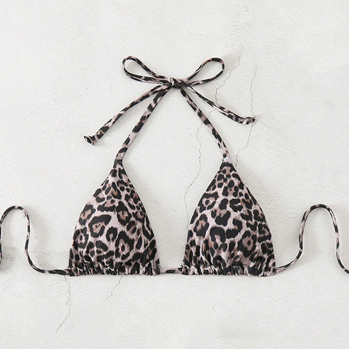 Dame Triangel-Bikinioberdel med modebånd og legesyg leopardmønster Stilla