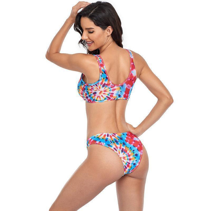Dame bikini sæt med blomstermotiv og moderne cut-out Skovae
