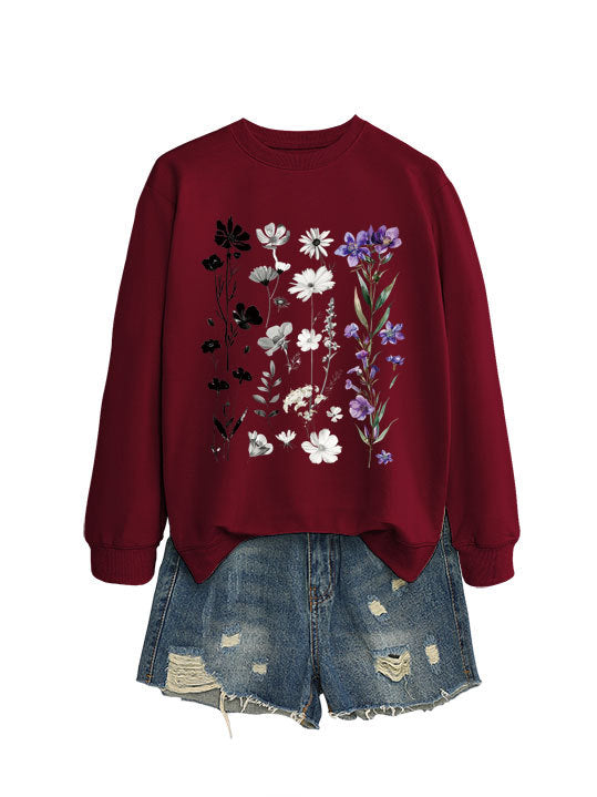 Kvinders sweatshirt med blomster grafikdesign og blødt inderfor Stilla