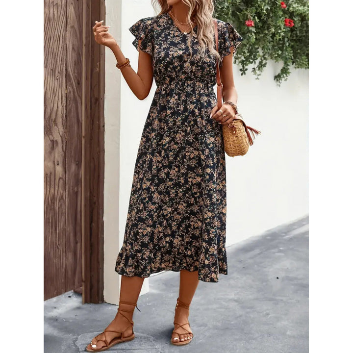 Dame Midi kjole med blomsterdesign Skovae