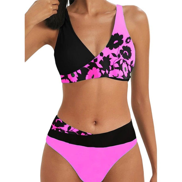 Dame Bikini-sæt med unikt snit og blomsterdetaljer Stilla