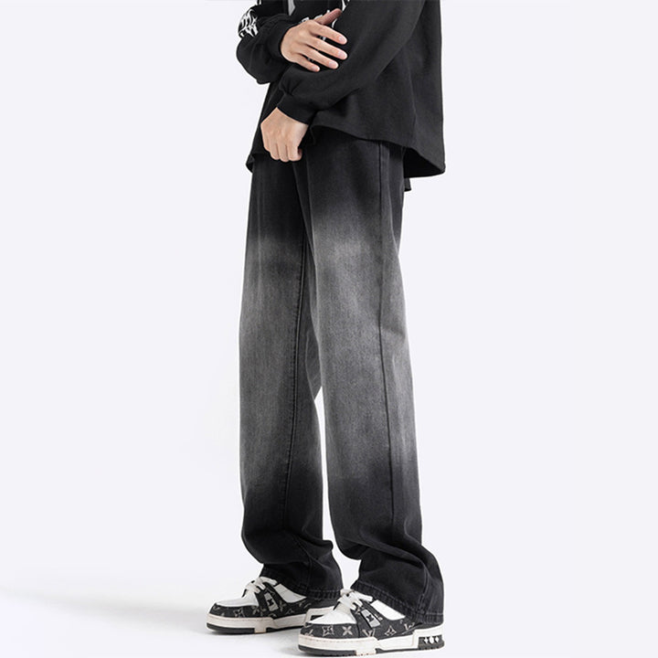 Herrer bred højskårne jeans med trendy Ombre-effekt Stilla