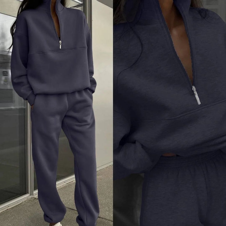 Kvinders sweatshirt og joggingbukser sæt med moderne høj krave Skovae