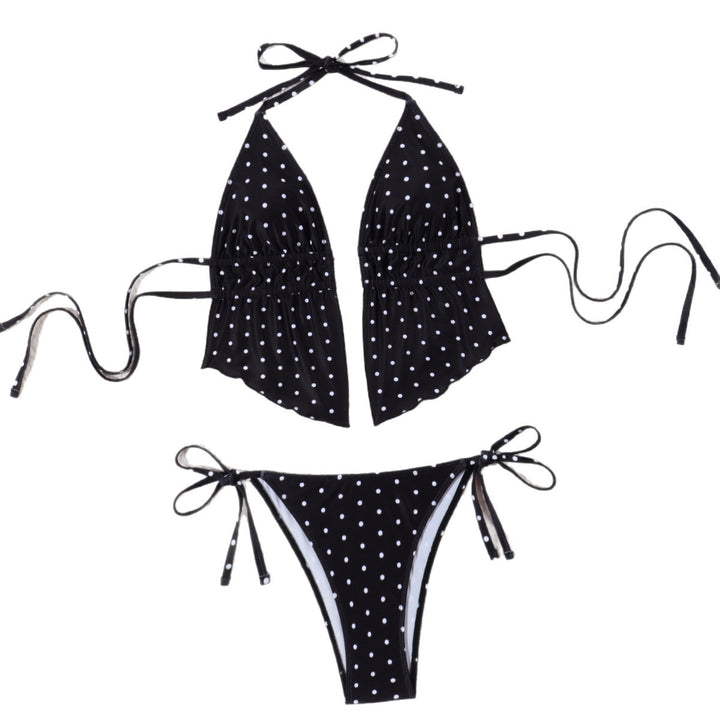 Dame Bikini-sæt med legende polka-dot mønster og justerbare stropper Skovae