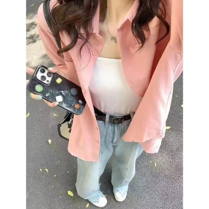 Femme Casual Letvæg Knap-Ned-Skjorte Stilla