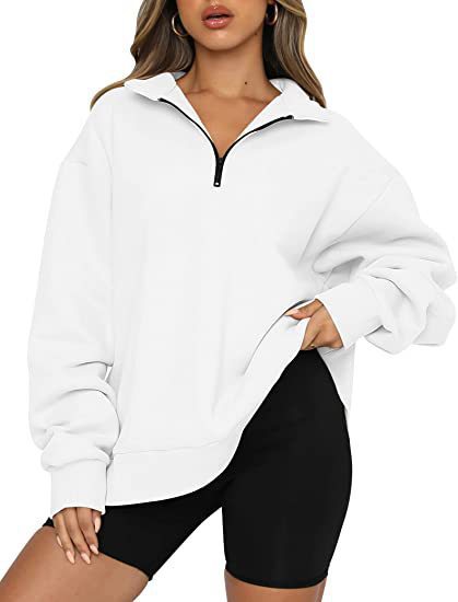 Dame Bekvem Oversized Pullover med Lynlås Stilla