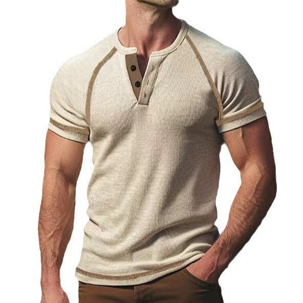 Herrer Fashion Henley T-shirt med kontrasterende accenter Stilla