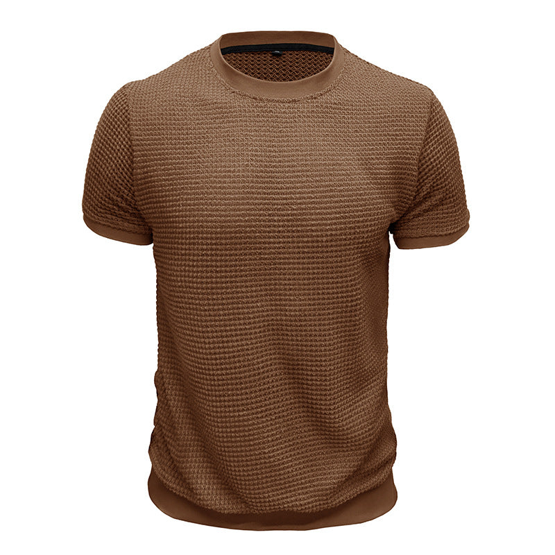 Herrer Rundhalsshirt lavet af struktureret materiale med åndbare egenskaber Stilla