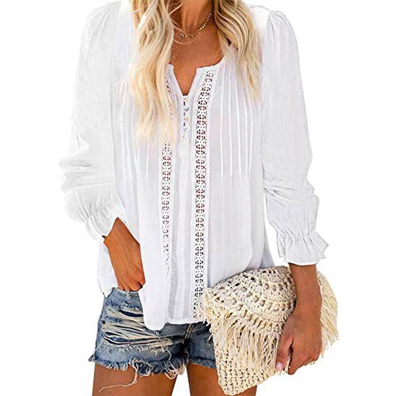 Damebluse med fine broderidetaljer Stilla