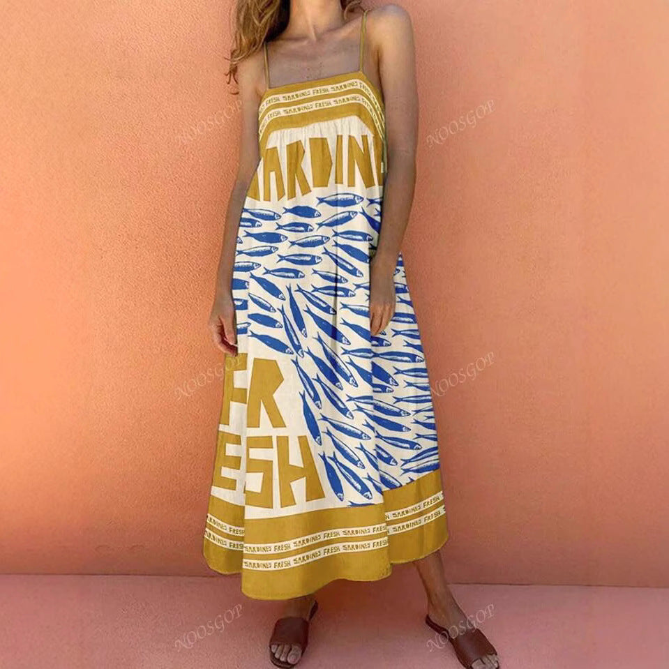 Dame Casual Grafik Maxi Kjole Stilla