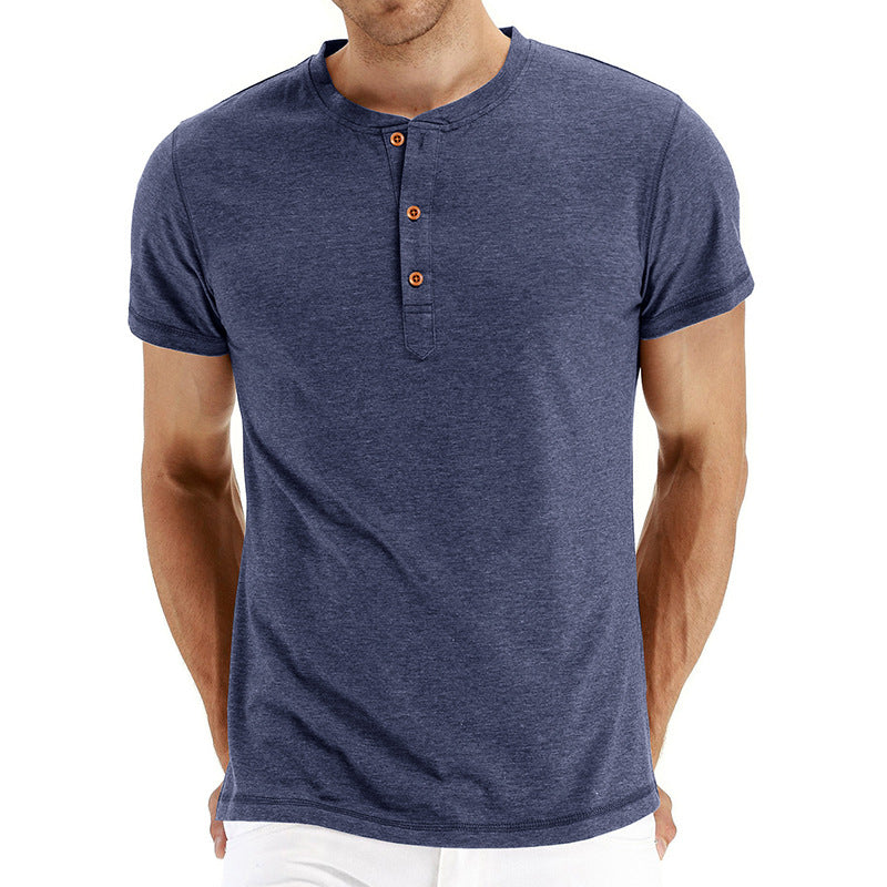 Herrer Henley T-shirt med knapper og afslappet snit Stilla