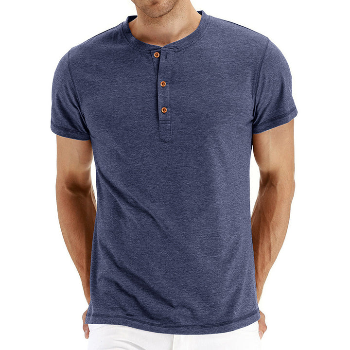 Herrer Henley T-shirt med knapper og afslappet snit Stilla