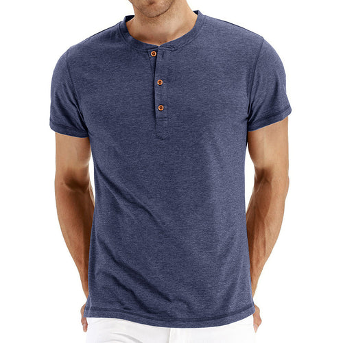 Herrer Henley T-shirt med knapper og afslappet snit Stilla