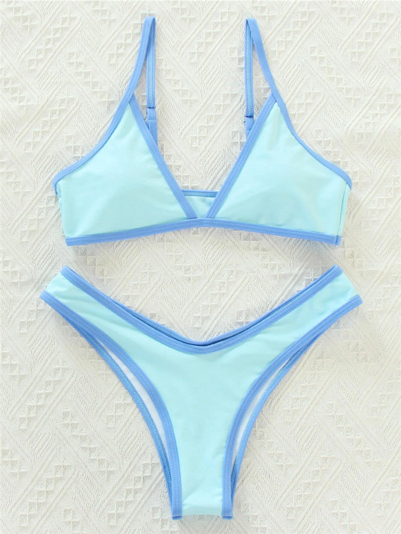 Dame Triangle Bikini Sæt med Kontrastbånd Stilla