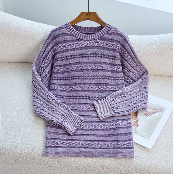 Damens strikket sweater med struktureret kabeldesign og moderne snit Stilla