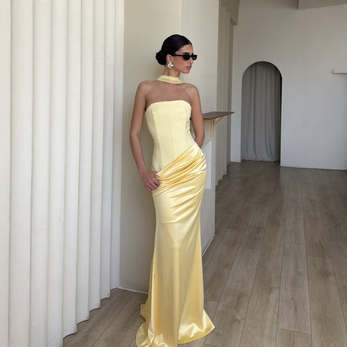 Dame Bodycon Aftenkjole med elegant Drapering Skovae