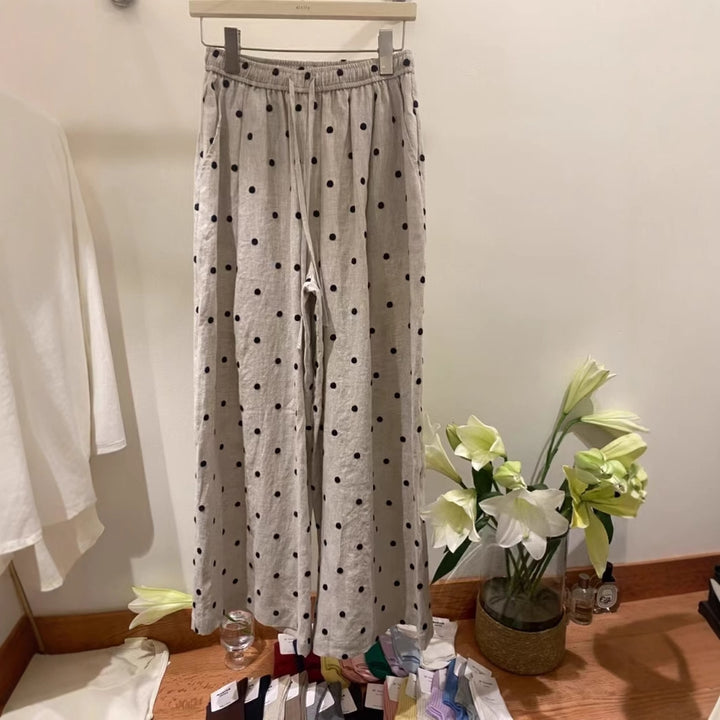 Femme Høj Talje Polka Dot Palazzo Bukser Stilla