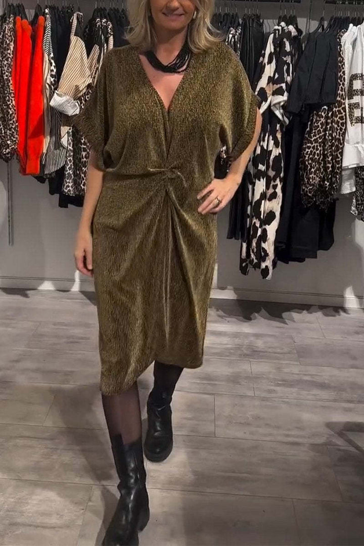 Dame Soft Velours Wrap Midi Kjole Stilla