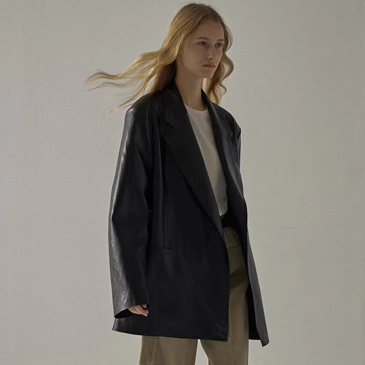 Kvinders oversized faux læder blazer Stilla