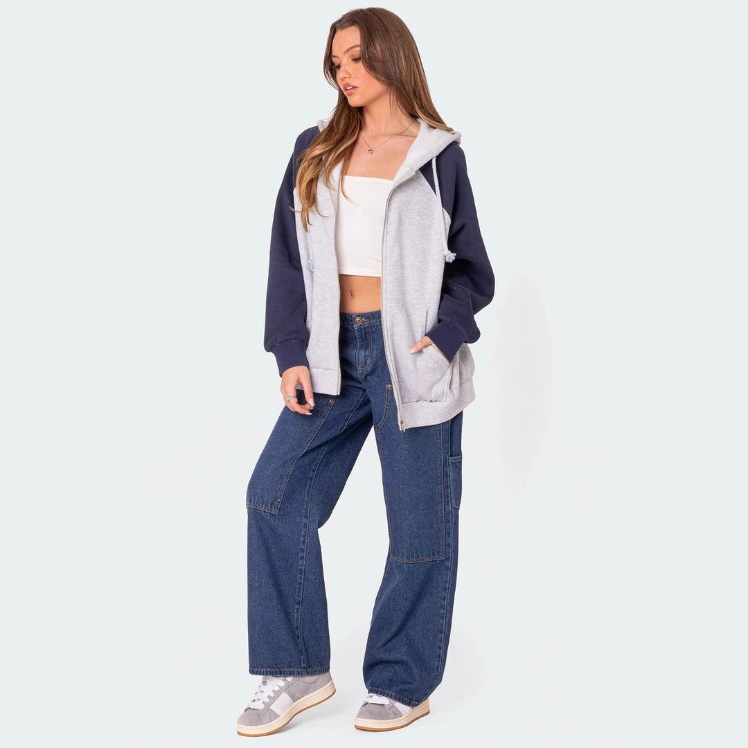Dame Bredskåret Denim-bukser med praktiske lommer og moderne design Stilla
