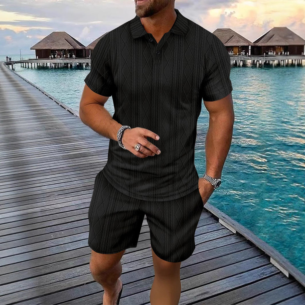 Herre Poloshirt med struktureret design og kort shorts Stilla