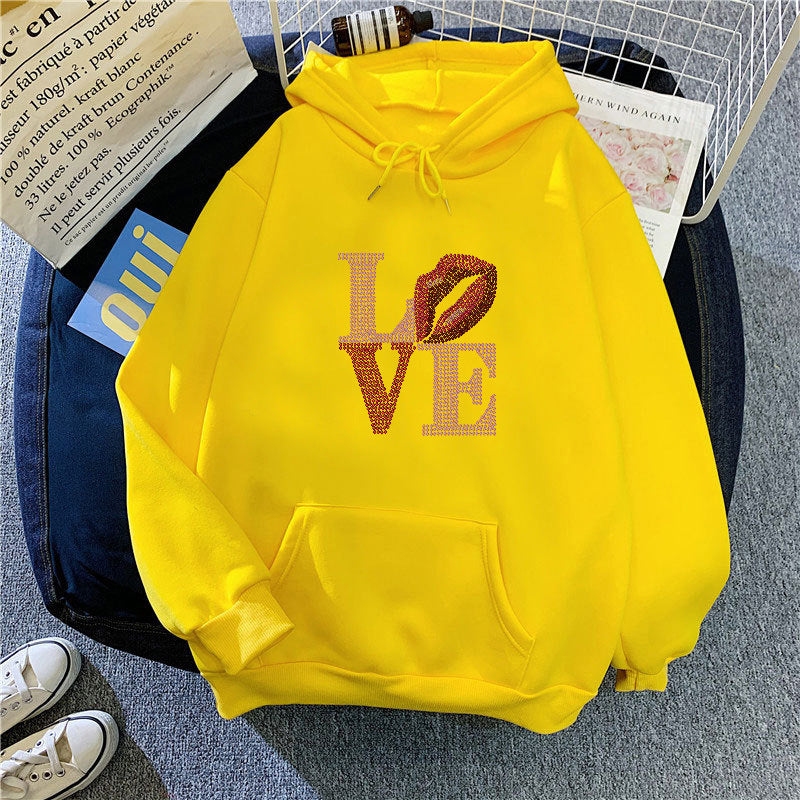 Kvinders hoodie med kreativ læbe-design Skovae