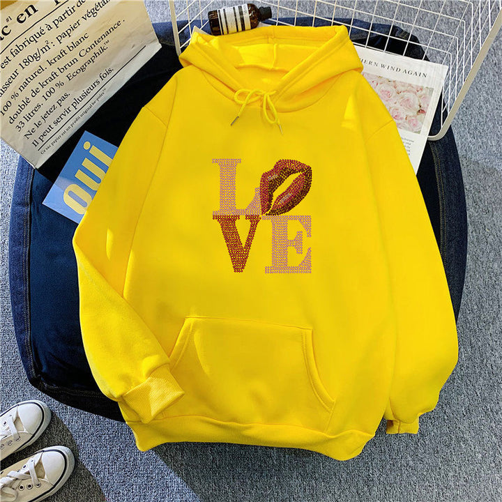 Kvinders hoodie med kreativ læbe-design Skovae