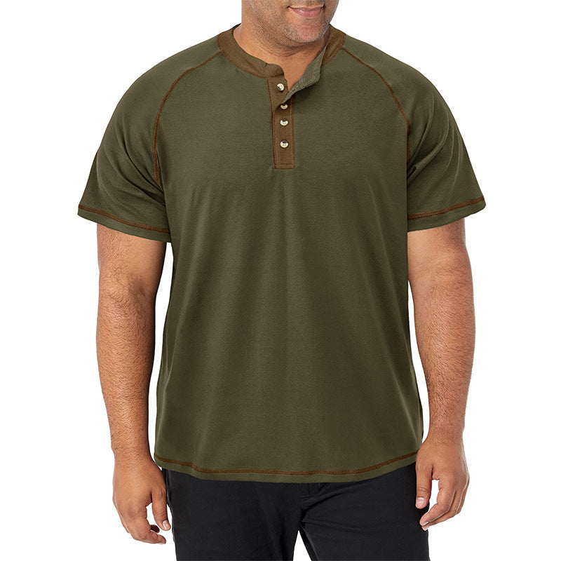 Herrer kortærmet henley-shirt med iøjnefaldende kontrastsyninger og behagelig pasform Stilla