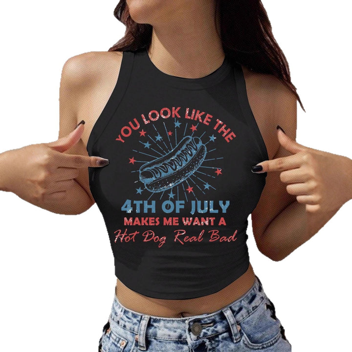 Dame Cropped Tanktop med kreativ tekst og livligt design Skovae