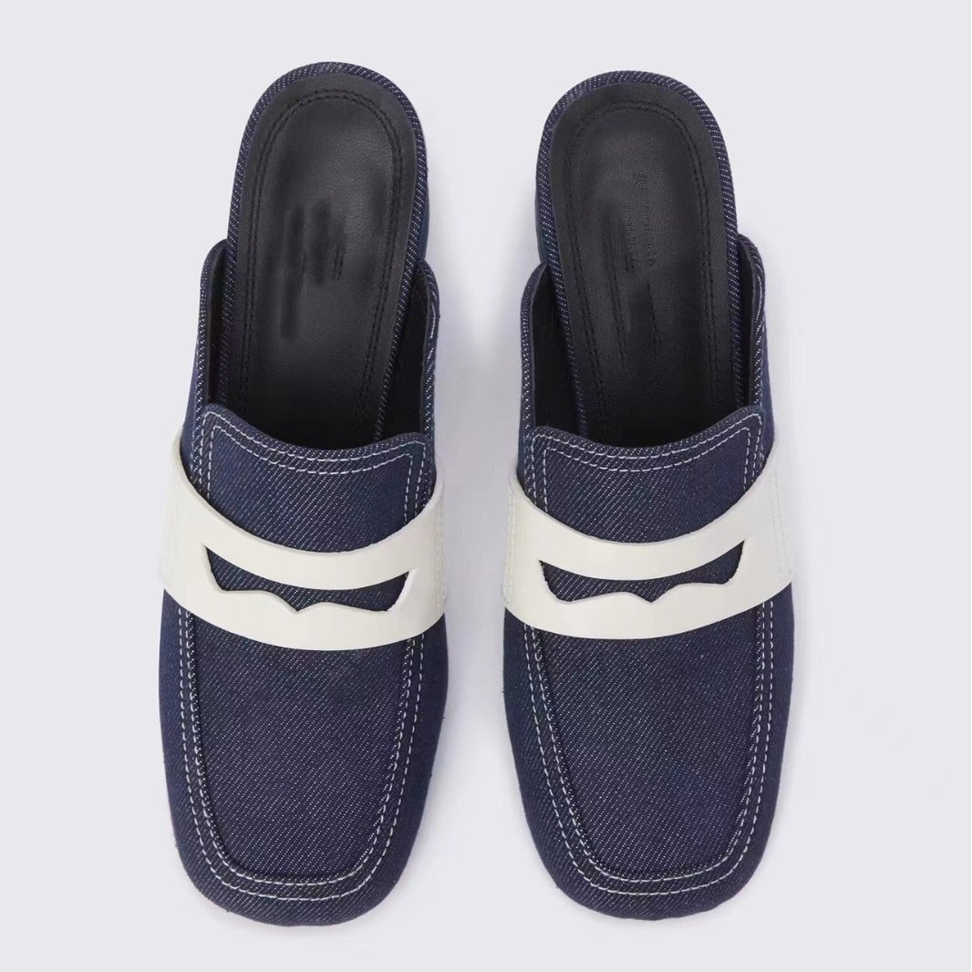 Dame Chunky Heel Slide Mules med dekorativt remdesign Stilla