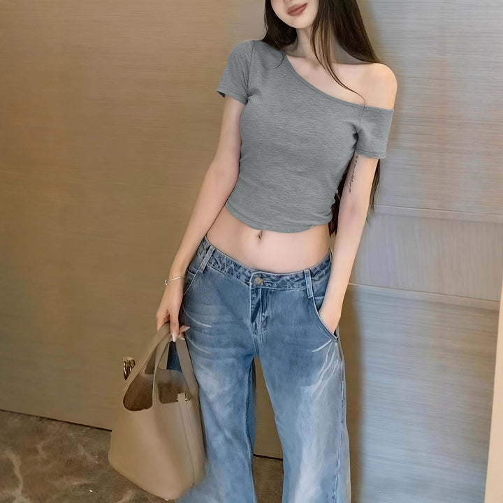 Dame afslappet Crop-Top i Off-Shoulder stil Skovae