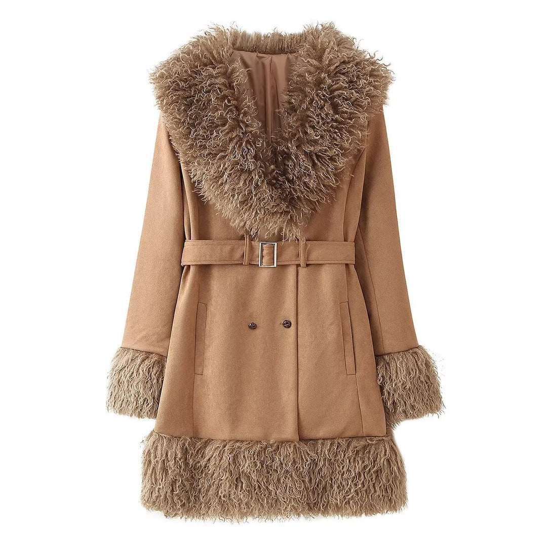 Femme Cozy Kunstpelskrave Utility Frakke Stilla