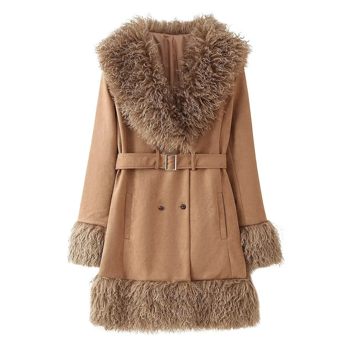 Femme Cozy Kunstpelskrave Utility Frakke Stilla