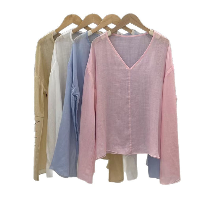 Femme Letvægts Langærmet Linned blouse Stilla