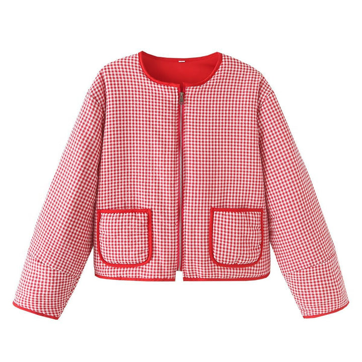 Dame quilted terningsjakke med praktiske lommer Stilla
