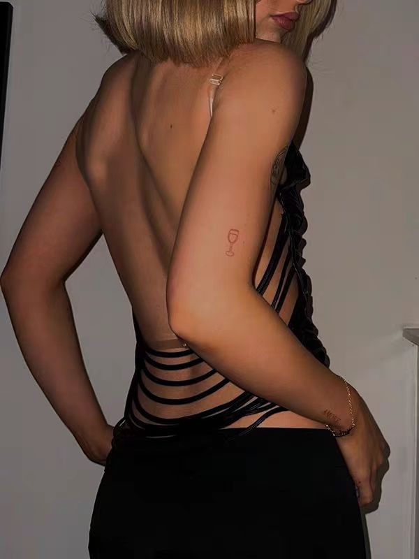 Dame Tekstureret Mesh-Crop-Top med Lag-detaljer Stilla