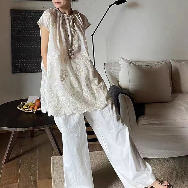 Femme Elegante Bestikset Uden Ærmer Bluse Stilla