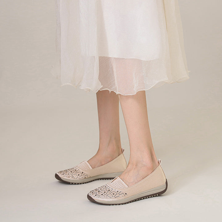 Dame Slip-On Ballerinaer med glitrende accenter og behagelig elastik Stilla