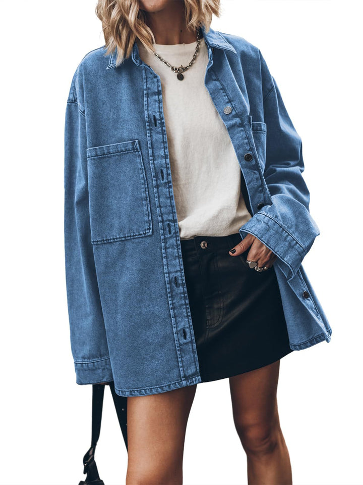 Dame Oversized Jeansjakke med moderigtige detaljer og praktiske lommer Stilla