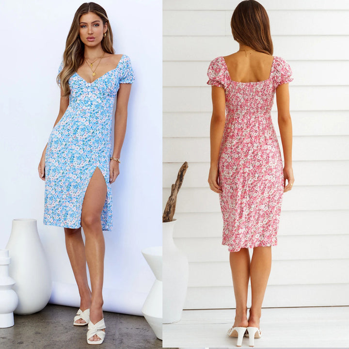 Femme Blomsterprint Varekjole med Slidsdetalje Stilla
