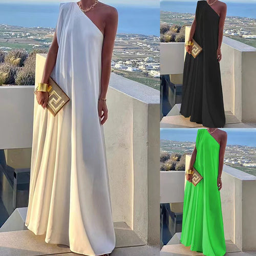Dame Elegant asymmetrisk aftenkjole med flydende snit Stilla