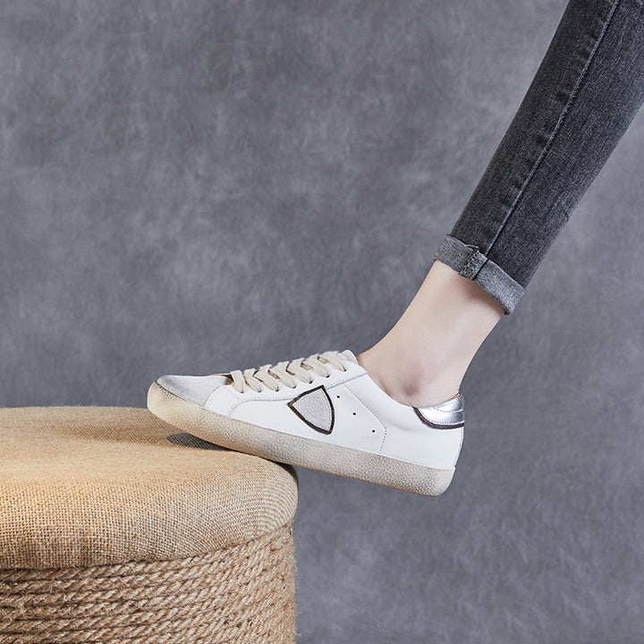 Kvinder Fritid Læder Snøre Sneakers Stilla