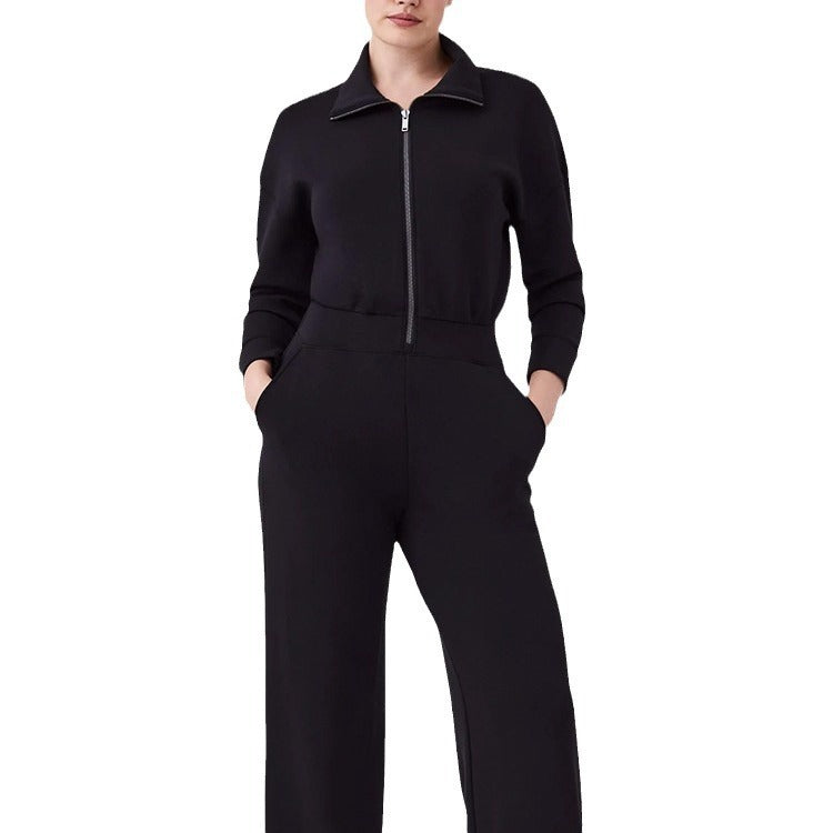 Dame afslappet jumpsuit med høj krave og sidelommer Stilla