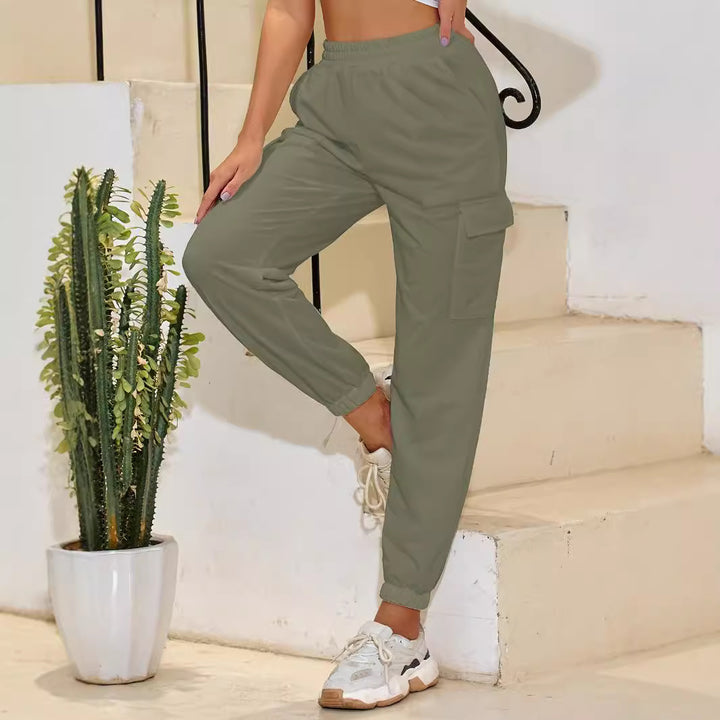 Dame Sporty Cargo-Bukser med elastisk talje og sidelommer Stilla